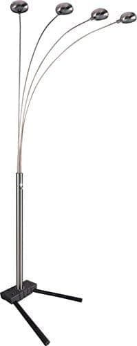 SH Lighting 6964SN Steel 4 Arm Arch Floor Lamp, 80"H, Satin Nickel