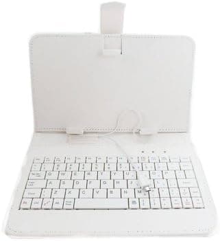 Afunta Colourful 7 inch Universal Tablet PC Leather Case with Keyboard/Holder/Capacitive stylus for 7" Tablet PC MID PDA (Micro USB keyboard, White)