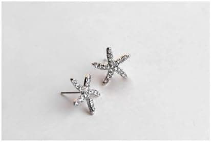 2014 Lovely Cute Sweet Full Crystal Rhinestone Star Starfish Studs Earrings