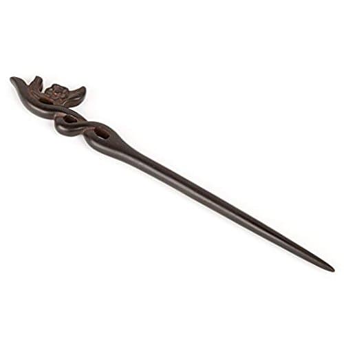 Fonder Mols Elegant Plum flower Rose Handmade Carved Ebon Hair Sticks Shawl Pins Picks Pics Pins Forks 7''