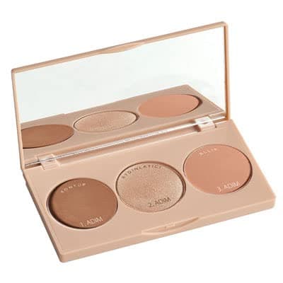 FARMASi Makeup Face Palette, Trio Eyeshadow, Long Lasting Face Sculpting, Shimmer Illuminator, Blush and Highlighter Powder, Glow Contour Shadow Bronzer, All Skin Types, 0.52 oz. / 15 g (Peach Bite Palette)