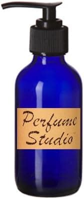 Perfume Studio0153; Empty Cobalt Blue Boston Round Glass 4 Oz Bottle with Dispenser Pump Top (Set of 2 Pcs) - Use for Lotions, Soaps, Oils and Other Homemade Liquids