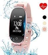 Kingkok Elegant Waterproof Fitness Tracker for Women Smart Bluetooth Pedometer Watch Band Multi-Mode Wireless Activity Tracker Bracelet [Rosegold]