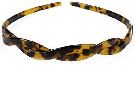 Monrocco Thin Headband French Toothed Smooth Celluloid Acetate Tortoise Shell Brown Wide Hair Headband for Women Girls