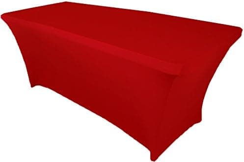 Wedding Linens Inc. Wholesale (200 GSM) 6 FT Rectangular Spandex Stretch Fitted Table Cover Tablecloths Red