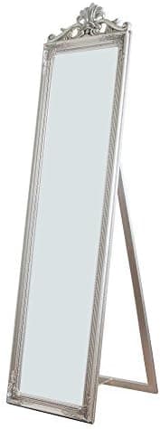 Milton Greens Stars Gisela Wooden Standing Mirror with Decorative Design, Silver