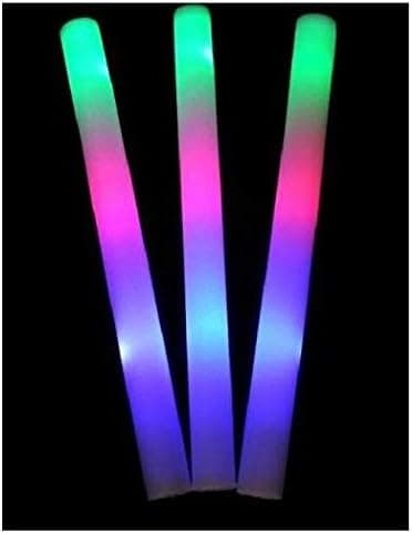 Los Angeles Superstore 50 pack of Light Up Foam Sticks Baton LED Multicolor Color Changing Rally Foam 3 mode flashing 16 inch Soft Wand Glow Sticks