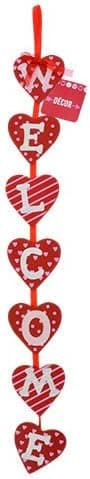 Valentines Hanging Hearts Stacked Welcome Wall Decorations, 24"