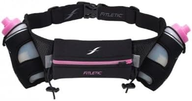 Fitletic  16 Oz Hydration Belt, Black/Pink, Large/X-Large