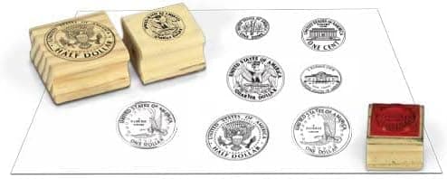 EAI Education Wooden Coin Stamps - Tails: Set of 6
