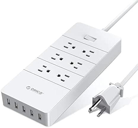 ORICO Surge Protector Power Strip with 6 Outlets and 5 USB Charging Ports, 5ft Extension Cord/1700J Ideal for Home and Office Accessories - White(ETL/FCC Listed)