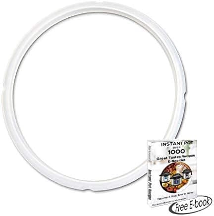 Silicone Sealing Ring for Instant Pot Accessories, Fits 5 or 6 Quart(Qt) Models, Common Transparent White Edition, Clear,Free Over 1000 Recipes E-Book
