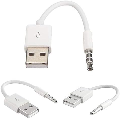 VizGiz 2 Pack for iPod Shuffle Charger Cable USB Data Sync Charging Cord Replacement Jack 3.5mm Male AUX Plug to USB Male Adapter for Apple iPod Shuffle 3/4/5/6/7 Gen 3rd 4th 5th Generation MP3/MP4