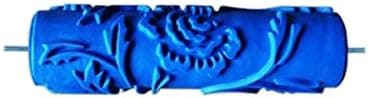 MagiDeal 7inch Embossed Peony Flower Pattern Paint Roller New Decorative Painting Roller Brush DIY Tools Blue
