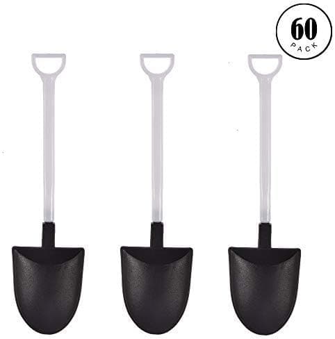 Dessert Spoons, 60 Packs 4.7 Inch Disposable Plastic Dessert Spoon Portable Shovel Shape Ice Cream Spoons
