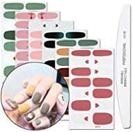 WOKOTO 6 Sheets Valentine's Day Adhesive Nail Art Polish Sticker Tips With 1Pcs Nail File Heart Nail Wraps Decal Strips Manicure Kits