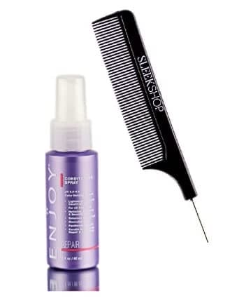 Enjoy Conditioning Spray (pH 3.5-4.5 Color Holding Formula Repair) Leave-in Detangler (with Sleek Steel Pin Tail Comb) (10 oz retail size)