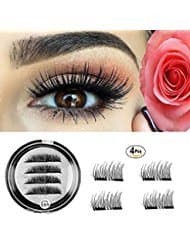 Magnetic Eyelashes, [No Glue] Black False Eyelashes Set for Natural Look - 3D Eye Fake Lashes Extensions - Reusable Long and Soft (1 Pair / 4 Pcs)
