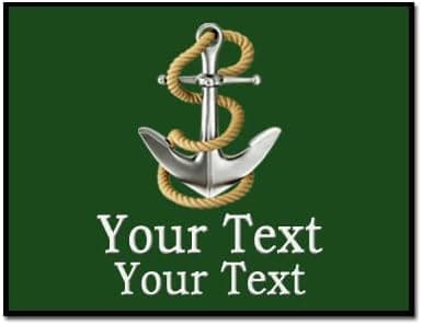 Nautical Products Boat Mat - Welcome Mat - Personalized Mat - Silver Anchor Design - 18" x 24" - Customize with Your Text