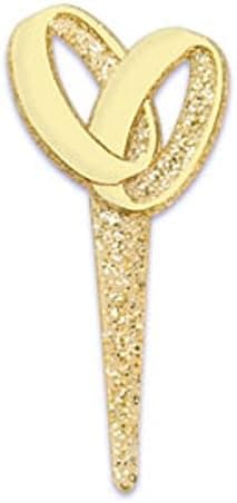 Oasis Supply Engagement, Wedding or Anniversary Double Ring Cupcake/Cake Decorating Picks, 3-Inch, Glitter Gold, Set of 12