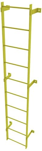 Tri-Arc WLFS0110-Y 10-Rung Standard Uncaged Fixed Steel Ladder, Safety Yellow Powder Coated Finish