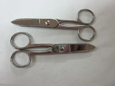 ~ 2 ~ ELECTRICIAN 'S 5" SCISSORS WIDE FINE POINT SCISSOR STAINLESS STEEL CHROME