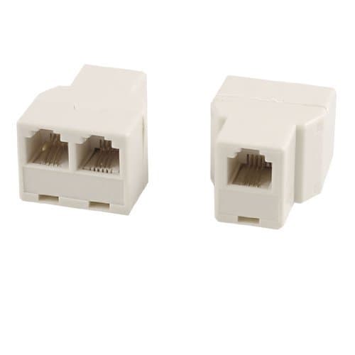 Water & Wood RJ11 6P4C 1 to 2 Female Plug 3 Ports Telephone line Splitter Connectors 2 Pcs