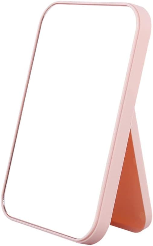 Makeup Mirror Fashion Mirror Portable Folding Vanity Mirror Countertop with Stand Mirror Large Table Table Makeup Mirror 8 Inch Folding Travel Mirror Adjustable Simple (Pink)
