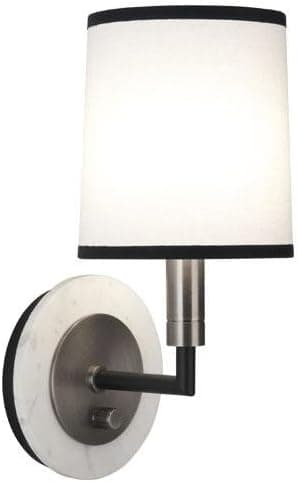 Robert Abbey D2136 Sconces with Scalloped Ascot White Fabric Shades, Blackened Antique Nickel/Matte Black Accents Finish
