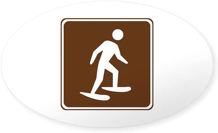 CafePress Snow Shoeing Sign Oval Bumper Sticker, Euro Oval Car Decal