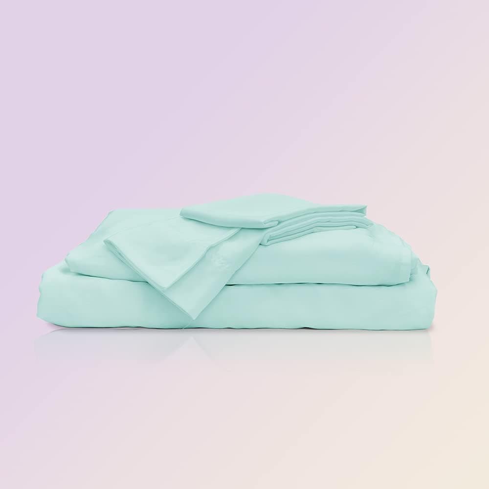 Sheets & Giggles 100% Eucalyptus Lyocell Sheet Set. Our All-Season Eucalyptus Sheets are Responsibly Made, Naturally Cooling, Super Soft, Moisture-Wicking, Chemical-Free- Queen Mint Green