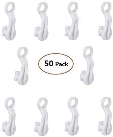Dreamtop 50X Plastic Curtain Rail Track Gliders Hook for Window Door Shower Curtains, White