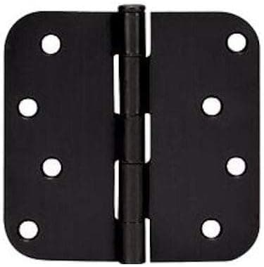 12 Pack - Cosmas Flat Black Door Hinge 4" Inch x 4" Inch with 5/8" Inch Radius Corners - 44074