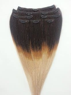 20" 100% REMY Human OMBRE Hair Extensions 7Pcs Clip in #T1B/18