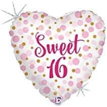 Sweet 16 Pink & Gold Heart 18'' Mylar Balloon Birthday Party Decorations Supplies