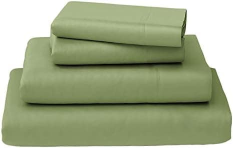 CALLISTA 100% Cotton Sateen Sheet Set 600 Thread Count -Queen Size, Wrinkle-Free, Fade, Stain Resistant, Hypoallergenic -4 Piece Set -1 Flat Sheet, 1 Fitted Sheet and 2 Pillowcase -Sage