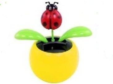 Red Ladybug in Yellow Pot Solar Flapper Dancing Flower Collection