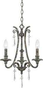 Quoizel KD5003MM Kendra 21-Inch Mini Chandelier with 3-Lights, Mottled Silver
