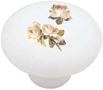 Gotham Decor White Roses Ceramic Drawer Knob