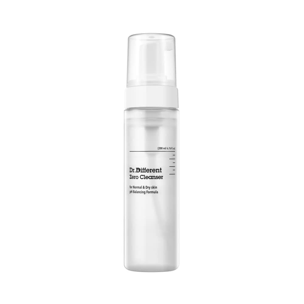 Dr.Different Zero Cleanser (For Normal & Dry Skin) 200ml (6.76 fl.oz.) - Hypoallergenic PH Care Face Bubble Foaming Cleanser with Hyaluronic Acid and Ceramide, Moisturizing and Soothing