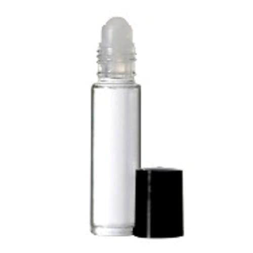 Aromatherapy Plain Glass Roll on Bottles with Metal Steel Roller Balls and Black Tops with Circle Labels - Set of 6 Bottles and 9 Labels