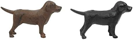 Set of Cast Iron Labrador Dog Tabletop Decor in Black and Brown
