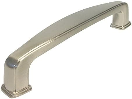 5 Pack Satin Nickel Kitchen Cabinet Drawer Hardware Square Knobs/Handle Pulls 81091 (Pull 96MM 3 3/4")