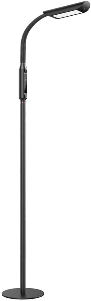 Floor Lamp for Living Room 12W 2000 Lux & 60,000 Hours Lifespan, Touch Control Panel, Dimmable Standing Light, Flexible Gooseneck Office Reading, Black