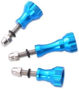 Aluminum Knob Stainless Bolt Nut Thumb Screw Set of 3 Pcs for GoPro Hero 1, Hero 2, Hero 3, Hero 3+, Hero 3 Plus, Hero 4 Camera - Blue