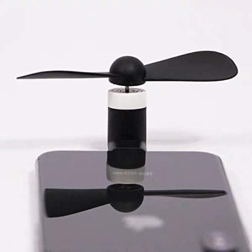 Portable Mini Fan Plug in Fan 2 in 1 Mini USB Fan for iPhone/IPad and Android Smartphone/Tablet 2Pcs Mini Fans Plug in Mobile Cooler (Black)