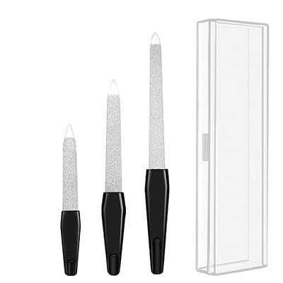 ACARE Pieces Stainless Steel Sapphire Nail File 3 Double Side Nail File Metal Fingernail File Manicure Files for Salon Home and Travel