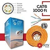 CAT6 1000FT Solid CCA UTP Cable 23AWG LAN Network Ethernet RJ45 Wire Raiser cm, CMX Fire Resistant PVC (in-Wall Installations) Pass Fluke Test 250FT Orange ELT Listed