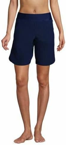 Lands' End Women's 9" Quick Dry Elastic Waist Modest Board Shorts Swim Cover-up Shorts with Panty