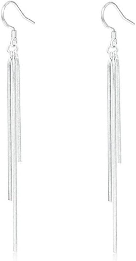 Lzz Fashion Women's 925 Sterling Silver Tassel Long Chain Earrings Dangle Earrings Pendant Earrings Pierced Earrings